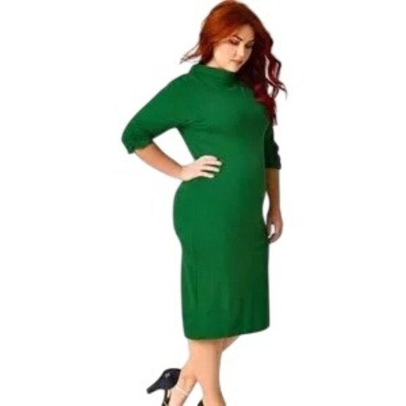 NWT Unique Vintage 1950s Emerald Green Wiggle Dress - Picture 1 of 11